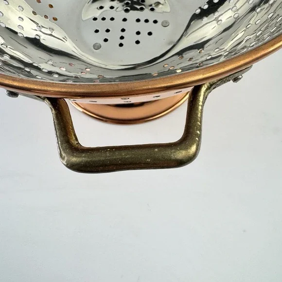 New Vintage ODI Colander Copper Brass Nickel Footed Pedestal 9" Strainer Decor - Picture 5 of 11